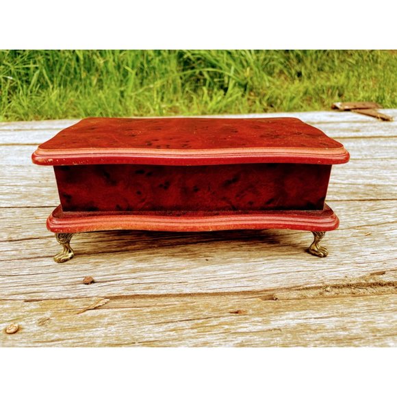 Vintage Footed Jewelry Box Lift top Wood - Picture 4 of 10